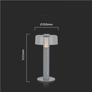 Lampka Biurkowa Nocna V-TAC 1W LED 30cm Ładowanie USB Ściemnianie Szara VT-1049 3000K 100lm