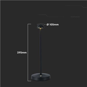 Lampka stołowa nocna V-TAC 3W LED 29cm ładowanie USB ściemnianie czarna VT-1073 3000K-6000K 130lm