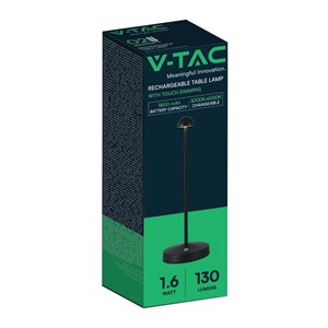 Lampka stołowa nocna V-TAC 3W LED 29cm ładowanie USB ściemnianie czarna VT-1073 3000K-6000K 130lm