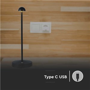 Lampka stołowa nocna V-TAC 3W LED 29cm ładowanie USB ściemnianie czarna VT-1073 3000K-6000K 130lm