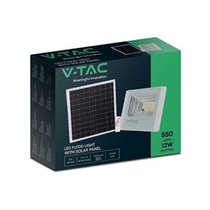 Projektor LED solarny V-TAC 12W biały IP65 pilot timer VT-25W 6400K 550lm