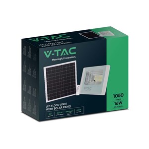 Projektor LED solarny V-TAC 16W biały IP65 pilot timer VT-40W 4000K 1050lm 2 lata Gwarancji