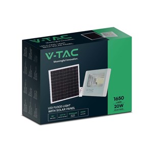 Projektor LED Solarny V-TAC 20W Biały IP65, Pilot, Timer VT-60W 6400K 1650lm