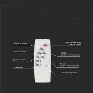 Projektor LED Solarny V-TAC 20W Biały IP65, Pilot, Timer VT-60W 6400K 1650lm