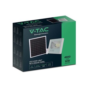 Projektor LED Solarny V-TAC 50W Biały IP65, Pilot, Timer VT-300W 6400K 4200lm