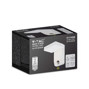 Naświetlacz elewacyjny V-TAC 17W czujnik ruchu biała IP65 VT-11020S 4000K 2520lm