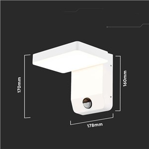 Naświetlacz elewacyjny V-TAC 17W czujnik ruchu biała IP65 VT-11020S 4000K 2520lm