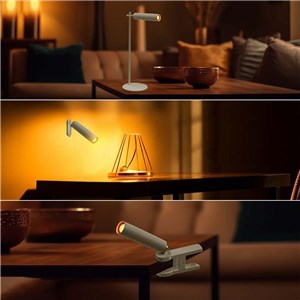Lampka Biurkowa V-TAC 4w1 37cm Kinkiet Klips Latarka 3W LED Biała VT-7413 4000K 300lm