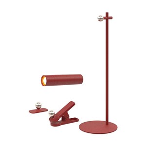 Lampka Biurkowa V-TAC 4w1 37cm Kinkiet Klips Latarka 3W LED Czerwona VT-7413 4000K 300lm
