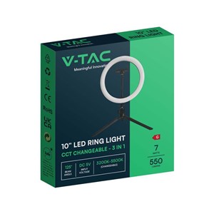 Lampa pierścieniowa LED Ring V-TAC 10W fi255mm Statyw Pilot VT-45010 3200K-5500K 550lm