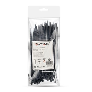 Opaska Zaciskowa V-TAC 2.5x150mm Czarna 8kg Nylon66 (Opak. 100szt)