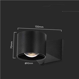 Oprawa Ścienna V-TAC 5W Kinkiet Góra Dół Czarny IP65 VT-1179 3000K 465lm
