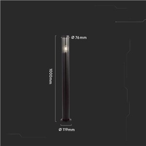 Słupek Ogrodowy V-TAC 100CM Czarny IP44 E27 VT-1185