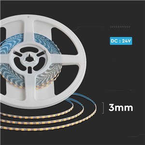 Taśma LED V-TAC SMD2835 600LED 24V IP20 2xPCB Szerokość 3mm VT-2835 3000K 800lm