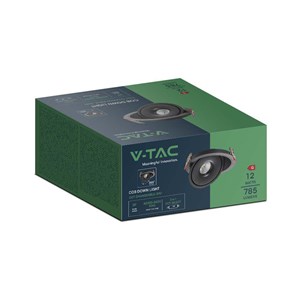 Oprawa V-TAC LED uchylny downlight 12W LED COB CRI90+CCT czarna VT-2512 3000K-4000K-6400K 785lm