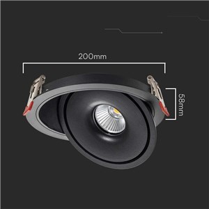 Oprawa V-TAC LED Uchylny Downlight 30W LED COB CRI90+ CCT Czarna VT-2532 3000K-4000K-6400K 2500lm
