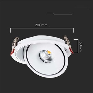 Oprawa V-TAC LED Uchylny Downlight 30W LED COB CRI90+ CCT Biała VT-2532 3000K-4000K-6400K 2500lm