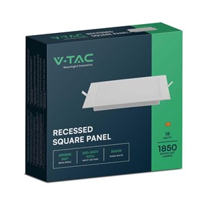 Panel LED V-TAC wpuszczany premium downlight 18W kwadrat 220x220 VT-61018 3000K 1850lm