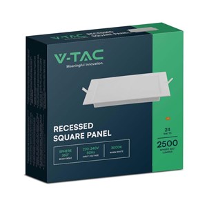 Panel LED V-TAC wpuszczany premium downlight 24W kwadrat 300x300 VT-61024 3000K 2500lm