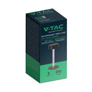 Lampka biurkowa nocna V-TAC 3W LED 23cm ładowanie USB CCT ściemnianie czarna VT-7567 3000K-6000K 210lm