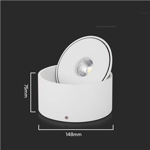 Oprawa natynkowa downlight V-TAC 20W uchylna CRI90 CCT biała VT-2825 3000K-4000K-6400K 1408lm