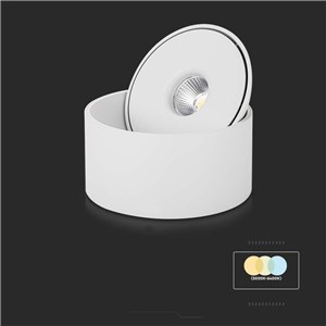 Oprawa natynkowa downlight V-TAC 20W uchylna CRI90 CCT biała VT-2825 3000K-4000K-6400K 1408lm