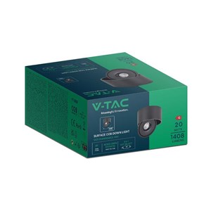 Oprawa natynkowa downlight V-TAC 20W uchylna CRI90 CCT czarna VT-2825 3000K-4000K-6400K 1408lm
