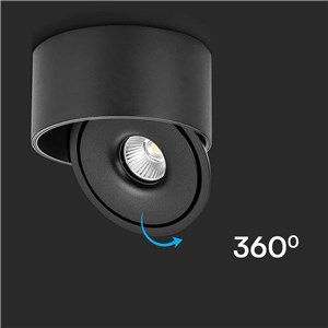 Oprawa natynkowa downlight V-TAC 28W uchylna CRI90 CCT czarna VT-2833 3000K-4000K-6400K 2500lm