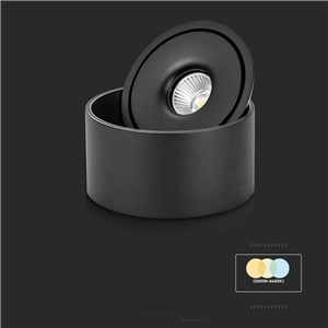 Oprawa natynkowa downlight V-TAC 28W uchylna CRI90 CCT czarna VT-2833 3000K-4000K-6400K 2500lm