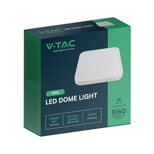 Oprawa sufitowa plafoniera V-TAC 48W LED kwadrat 42x42cm natynkowy IP44 biały VT-8630 3000K 5160lm