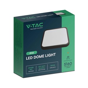 Oprawa sufitowa plafoniera V-TAC 48W LED kwadrat 42x42cm natynkowy IP44 czarny VT-8630B 6500K 5160lm