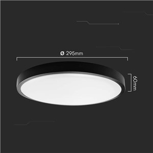 Plafon V-TAC 24W LED Okrągły 30cm Natynkowy IP44 Czarny VT-8624B 4000K 2500lm