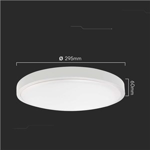 Plafon V-TAC 18W LED Okrągły 29cm Natynkowy Pilot Czujnik Ruchu IP44 Biały VT-8618S 3000K 1830lm