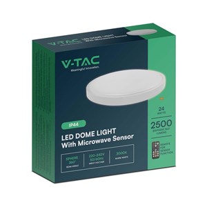 Plafon V-TAC 24W LED okrągły 35cm natynkowy pilot czujnik ruchu IP44 biały VT-8624S 3000K 2500lm
