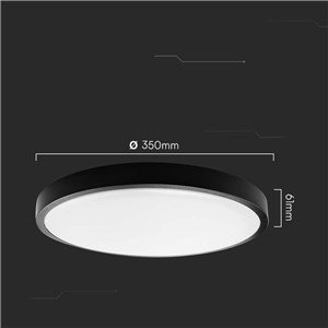 Plafon V-TAC 24W LED okrągły 35cm natynkowy pilot czujnik ruchu IP44 czarny VT-8624S 4000K 2500lm