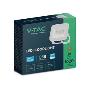Projektor LED V-TAC 20W SAMSUNG CHIP PRO-S Biały VT-44020 3000K 1620lm 5 Lat Gwarancji