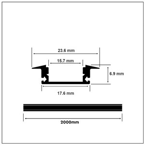 Profil Aluminiowy V-TAC 2mb Anodowany, Klosz Mleczny, Wpuszczany, Cienkościenny VT-8106