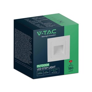 Oprawa Schodowa LED V-TAC 3W LED Kwadrat Biała 230V VT-1128 3000K 180lm