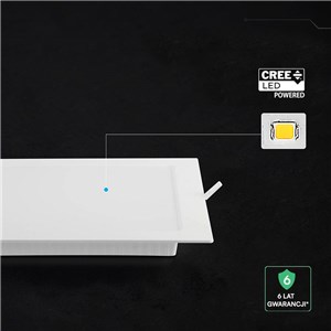Panel wpuszczany downlight V-TAC 12W LED CREE CHIP kwadrat 170x170mm VT-61012CCT 3000K-4000K-6500K 1320lm 6 lat gwarancji