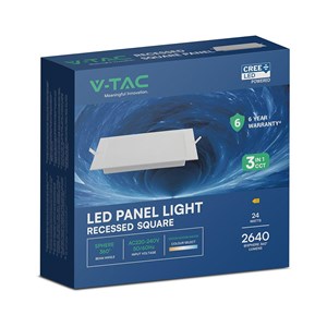 Panel wpuszczany downlight V-TAC 18W LED CREE CHIP kwadrat 295x295mm VT-61024CCT 3000K-4000K-6500K 2640lm 6 lat gwarancji