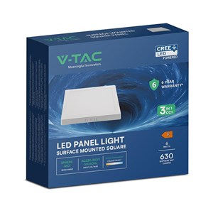 Panel natynkowy downlight V-TAC 6W LED CREE CHIP kwadrat 120x120mm VT-60006CCT 3000K-4000K-6500K 630lm 6 lat gwarancji