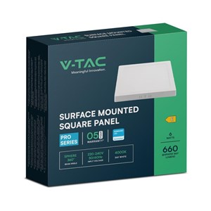 Panel natynkowy V-TAC 6W LED SAMSUNG CHIP kwadrat 120x120mm VT-60006SQ-S 4000K 660lm 5 lat gwarancji