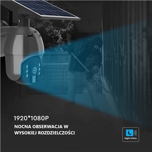 Kamera Zewnętrzna V-TAC WiFi HD SMART Solarna Obrotowa PTZ IR Czarna VT-11024