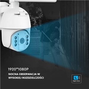 Kamera Zewnętrzna V-TAC WiFi HD SMART Solarna Obrotowa PTZ IR Biała VT-11024