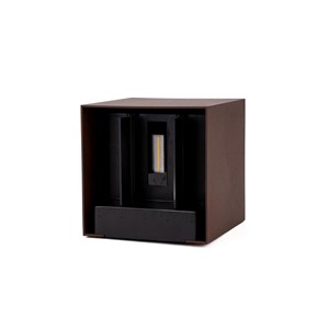 Oprawa Ścienna Solarna V-TAC 9W LED COB Regulowana Brąz Corten Kostka 15x15cm IP65 VT-11109 3000K 860lm