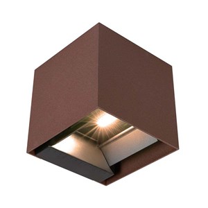 Oprawa Ścienna Solarna V-TAC 9W LED COB Regulowana Brąz Corten Kostka 15x15cm IP65 VT-11109 3000K 860lm