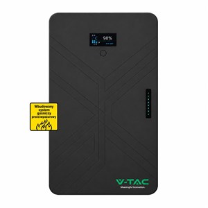 Magazyn bank energii V-TAC czarny 15cm ultra slim 14.33Wh 280Ah/51.2V 140A LFP BMS VT-14033 10 lat gwarancji