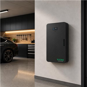 Magazyn bank energii V-TAC czarny 15cm ultra slim 14.33Wh 280Ah/51.2V 140A LFP BMS VT-14033 10 lat gwarancji