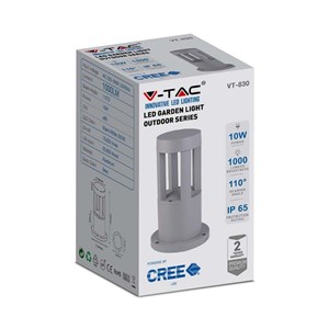 Słupek Ogrodowy V-TAC 10W LED IP65 Szary 25cm VT-830-G 6400K 1000lm