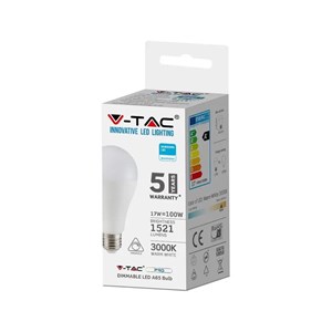Żarówka LED V-TAC SAMSUNG CHIP 17W E27 A65 ściemnialna VT-217D 4000K 5 lat gwarancji